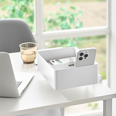 tower タワー テーブル横回転収納ラック 仕切り付き ホワイト 10365