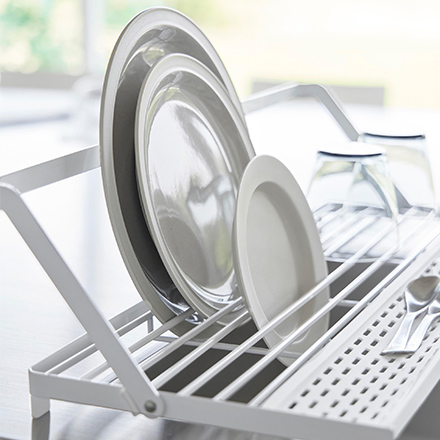 tower タワー シンク上スリム水切りラック シリコーントレー付き ホワイト 10581