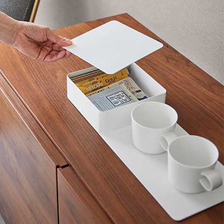 tower タワー 収納ボックス付きトレー ホワイト 10795