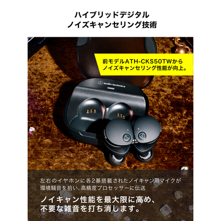 オーディオテクニカ ノイズキャンセリング フルワイヤレスイヤホン ベージュ ATH-CKS50TW2