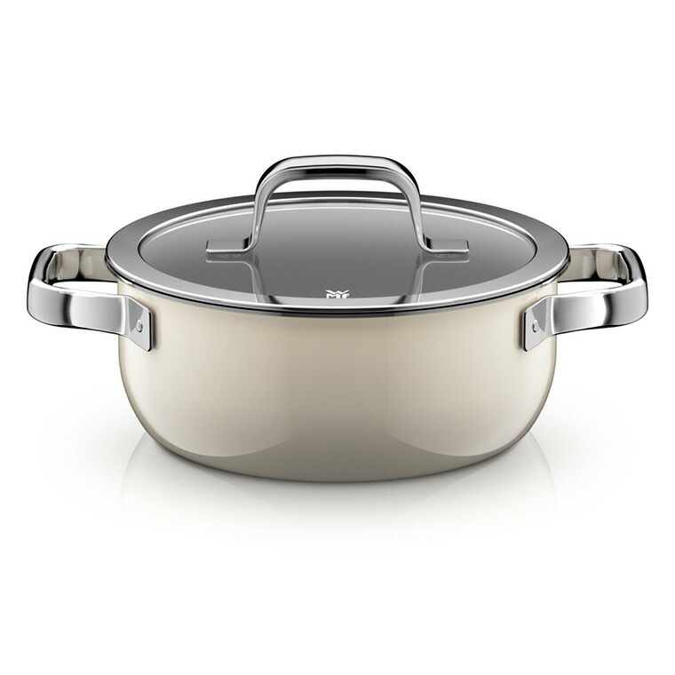 WMF ヴェーエムエフ フュージョンテック ミネラルプロ ローキャセロール 20cm IH対応 ガス火対応 / 浅型 両手鍋 鍋 蓋付き 食洗機対応 オーブン対応 10年保証 / プラチナム(PL)