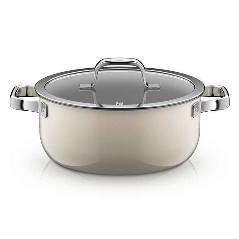 WMF ヴェーエムエフ フュージョンテック ミネラルプロ ローキャセロール 24cm IH対応 ガス火対応 / 浅型 両手鍋 鍋 蓋付き 食洗機対応 オーブン対応 10年保証 / プラチナム(PL)