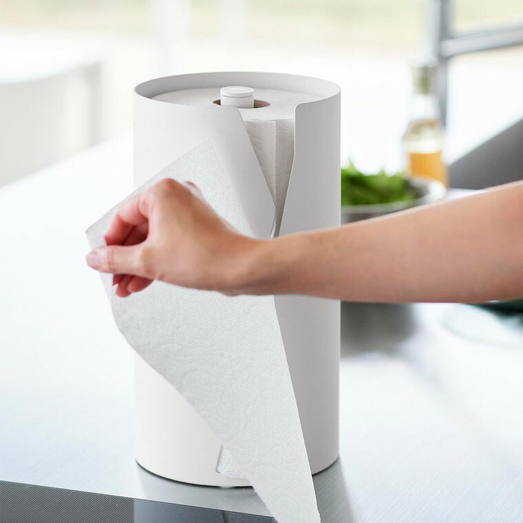 山崎実業 tower 片手でカット隠せるキッチンペーパーホルダー タワー 縦タイプ L 10041 10042 / ブラック