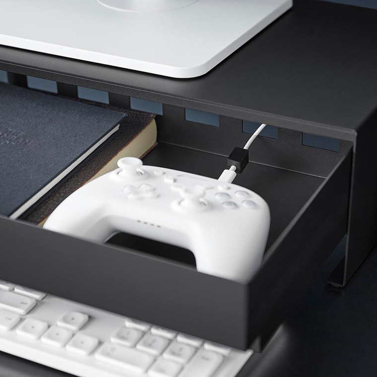 山崎実業 tower ゲームコントローラーも入る引き出し付きモニター台 タワー 10187 10188 / ブラック