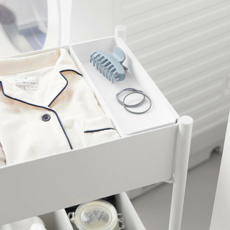 山崎実業 tower 小物トレー付き収納ワゴン 2段 タワー 10183 10184 / ブラック