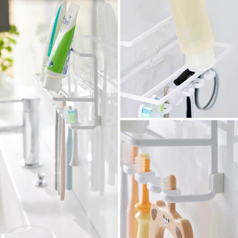 tower フィルムフック歯ブラシ&チューブホルダー タワー 山崎実業 10324 10325 / ホワイト