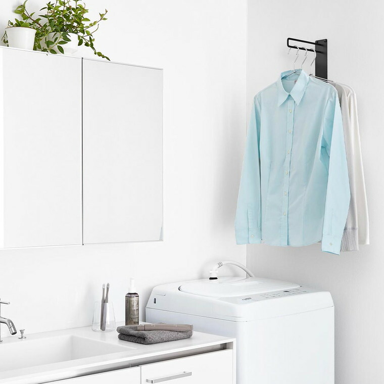 山崎実業 tower 壁付けちょい干しハンガー タワー 10387 10388 / ブラック