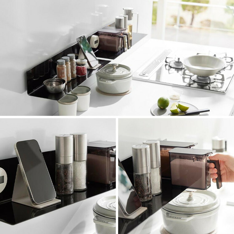 山崎実業 tower フィルムフックキッチン棚 タワー ワイド 10410 10411 / ブラック