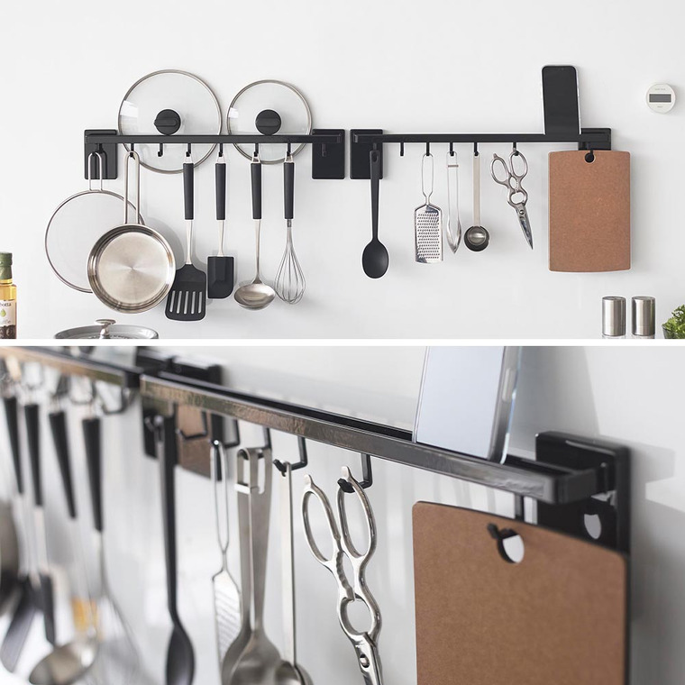 tower フィルムフック鍋蓋も収納できるキッチンツールバーフック付き タワー W55 山崎実業 10412 10413 / ホワイト