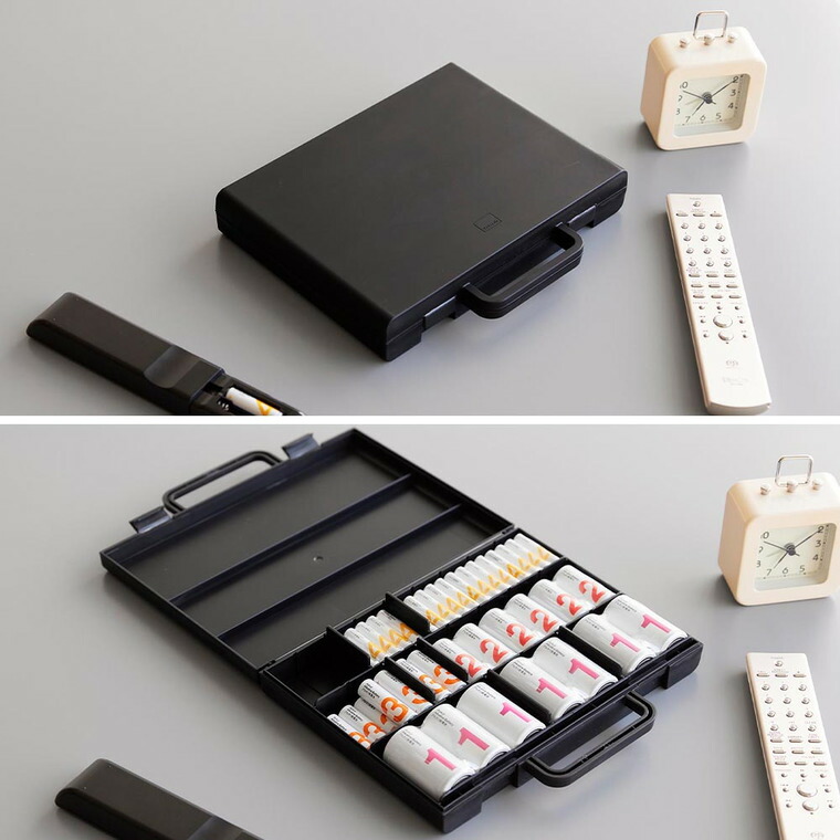 tower ハンドル付きスリム分別電池ケース タワー 山崎実業 10462 10463 / ブラック