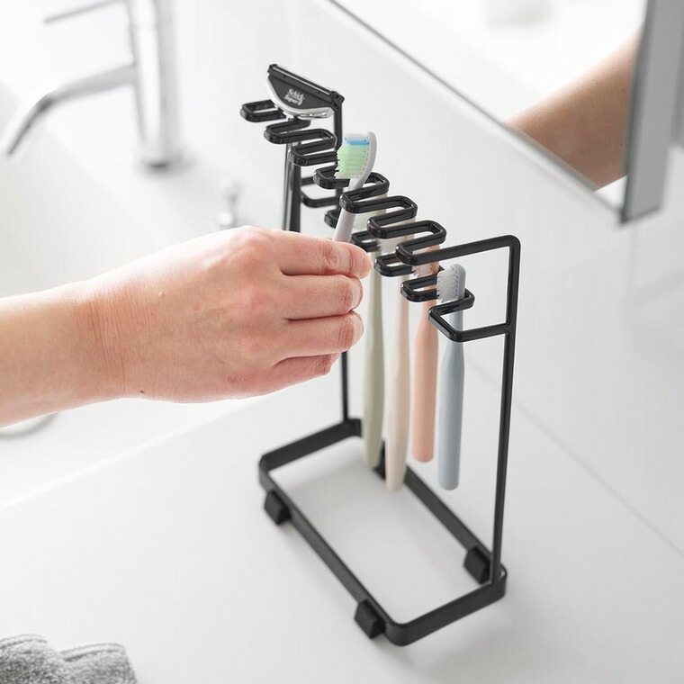 山崎実業 tower 歯ブラシ&替え歯ブラシスタンド タワー 2段 10478 10479 / ブラック