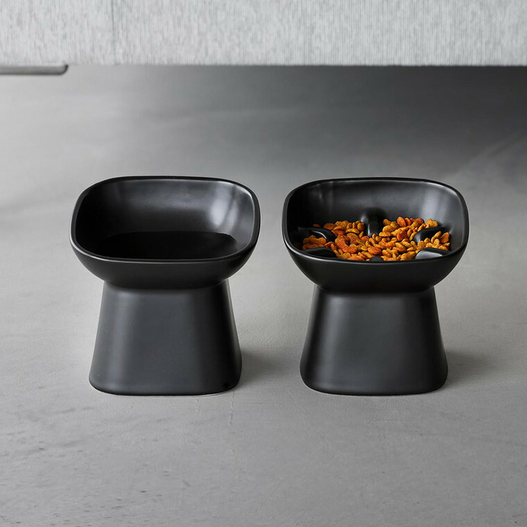 nooks 早食い防止陶器ペットフードボウル ヌークス 斜め H11.5 山崎実業 10557 10558 / ホワイト
