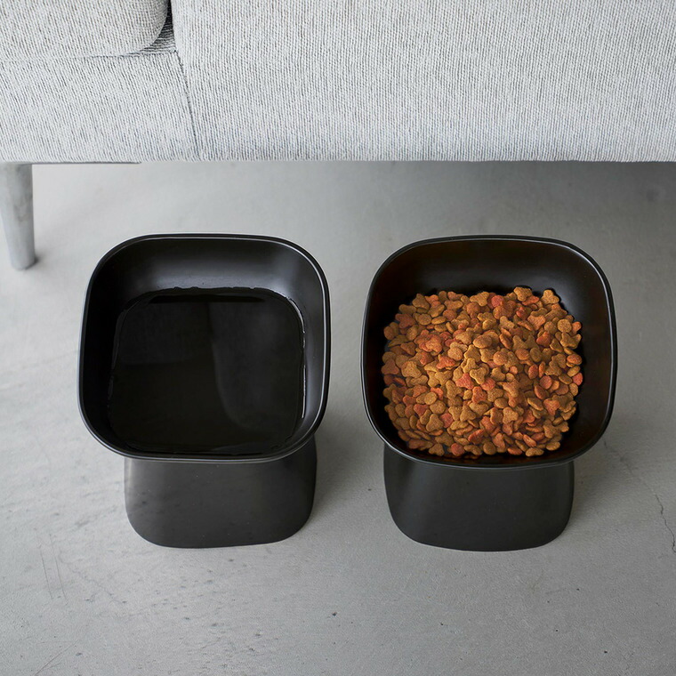 nooks 食べやすい高さ陶器ペットフードボウル ヌークス 斜め H17 山崎実業 10561 10562 / ホワイト