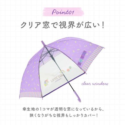 ジュニア耐風傘 透明窓付き 55cm チェックPI
