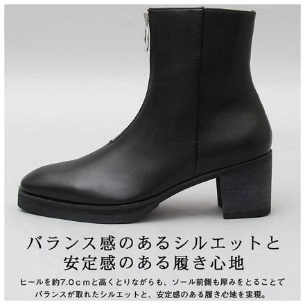 gLabeLLa Front Zip HeeL BootS Mサイズ(26.0-26.5cM) BLACK