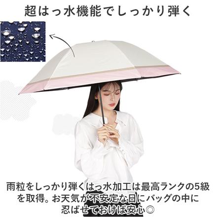 手動折りたたみ日傘 完全遮光 晴雨兼用 逆さ傘 55cM 晴雨兼用折りたたみ傘 ３色ミックスオフxネイビー