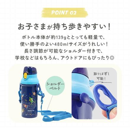 食洗器対応直飲プラワンタッチボトル PSB5SAN ワンタッチボトル ハッピー＆スマイル（抗菌）