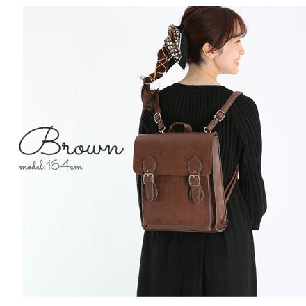 サッチェルバッグ 縦型 縦型サッチェル BROWN