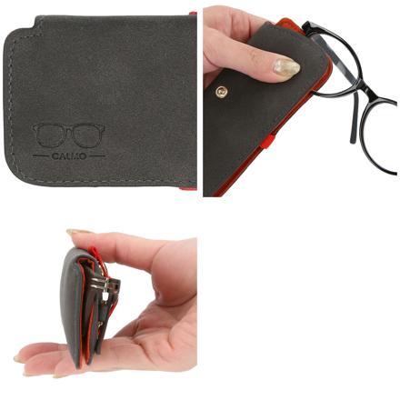 スリム メガネケース スエード調・レザー調 レッド