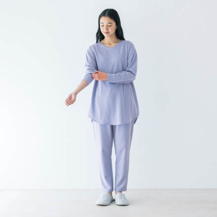  Recoverypro Lab.疲労回復ウェア 大人のおしゃれ手帖監修【上下セット（長袖チュニック・ロングパンツ）／Mサイズ】パープル