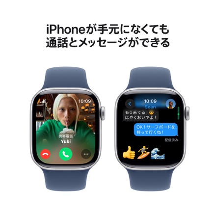 Apple Watch Series 10（GPS + Cellularモデル）- 42mmシルバーアルミニウムケースとデニムスポーツバンド - S/M with AppleCare+