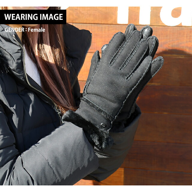 アグ 手袋 レディース ブランド UGG SHEEPSKIN SEAMED GLOVE Sサイズ 17371 Black 小物