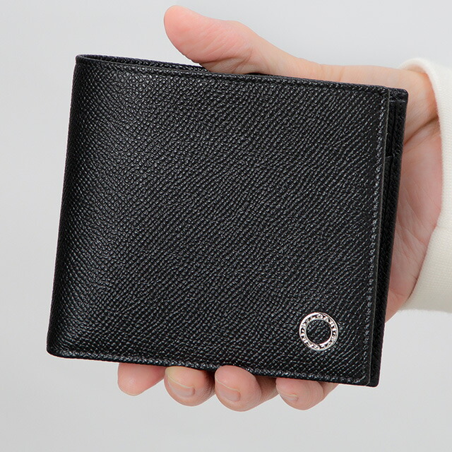 ブルガリ 二つ折り財布 メンズ BVLGARI 30396GRAIN BLK ブラック ウォレット ブランド 高級 おしゃれ プレゼント 実用的