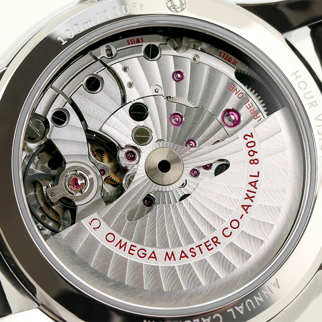 オメガ デビル アワービジョン 41mm 自動巻き 腕時計 メンズ 革ベルト OMEGA 433.13.41.22.02.001 アナログ シルバー ブラック 黒 スイス製 高級 ブランド おしゃれ 防水 プレゼント 男性 実用的