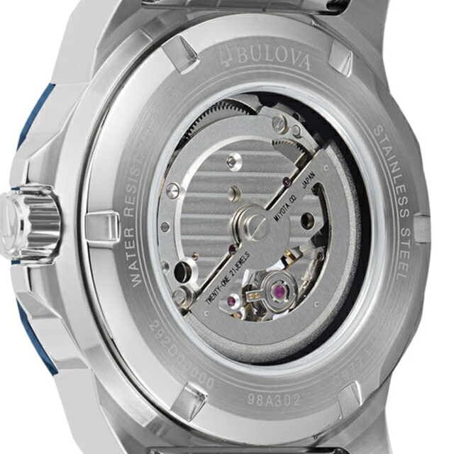 ブローバ マリンスター 自動巻き 腕時計 ブランド メンズ オープンハート BULOVA 98A302 アナログ ネイビー おしゃれ 防水 プレゼント 男性 実用的