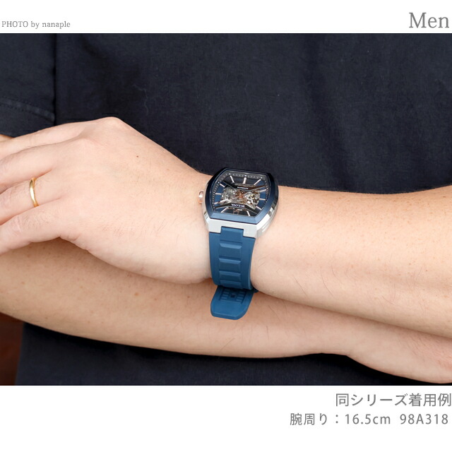 ブローバ クラシック マキナ 自動巻き 腕時計 ブランド メンズ オープンハート BULOVA 98A318 アナログ ネイビー おしゃれ 防水 プレゼント 男性 実用的