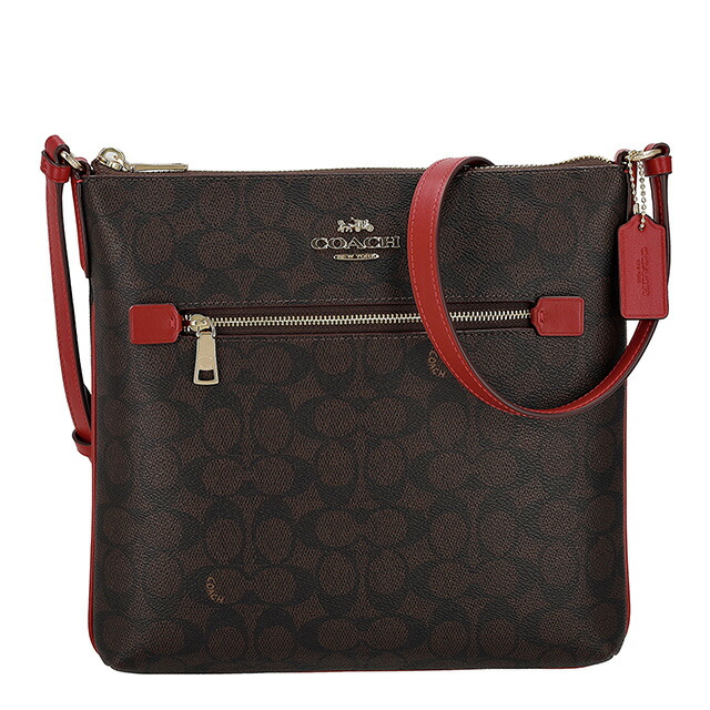 コーチ ショルダーバッグ メッセンジャーバッグ レディース アウトレット ブランド COACH CCQ27 IMXD0 ダークブラウン/レッド 斜めがけ 高級 おしゃれ プレゼント 女性 実用的 かわいい