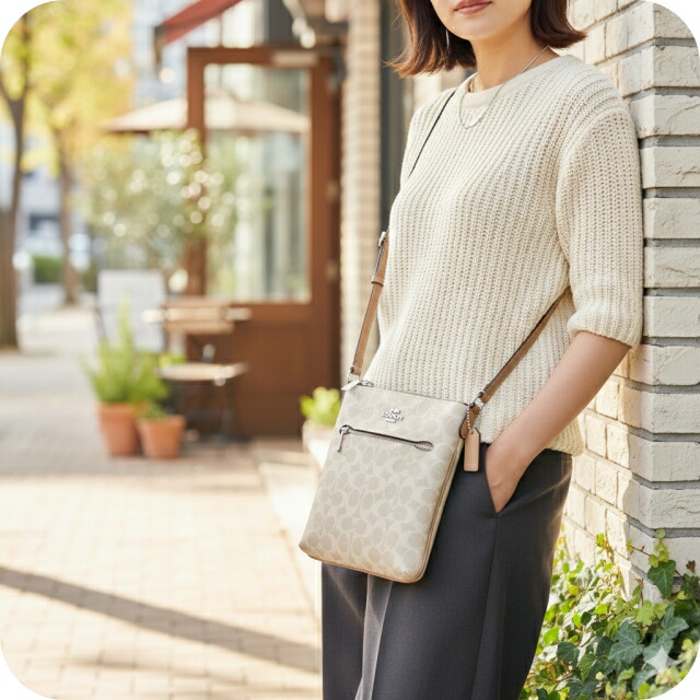 コーチ ショルダーバッグ メッセンジャーバッグ レディース アウトレット ブランド COACH シグネチャー CW325 SVPWH サンド ベージュ 斜めがけ 高級 おしゃれ プレゼント 女性 実用的 かわいい