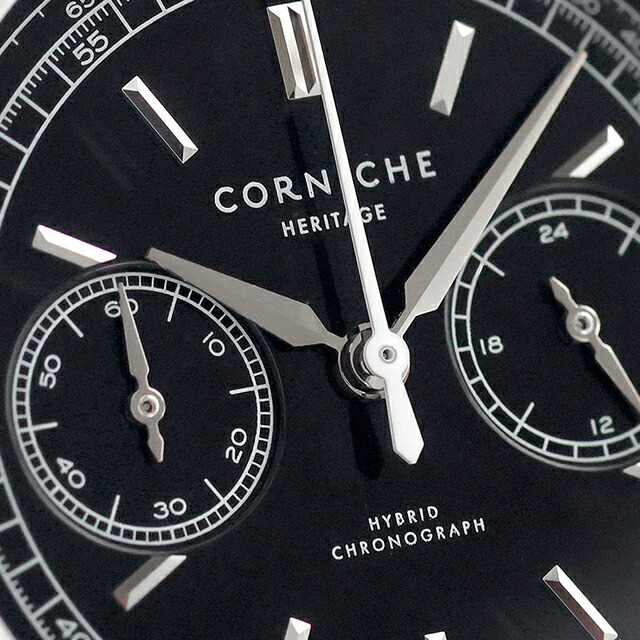 コーニッシュ ヘリテージ クォーツ 電池式 腕時計 ブランド メンズ クロノグラフ CORNICHE CW-HC-SS アナログ ブラック 黒 おしゃれ 防水 プレゼント 男性 実用的