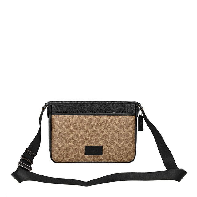 コーチ ショルダーバッグ メッセンジャーバッグ メンズ アウトレット ブランド COACH レザー CY824 QBNRX ライトブラウン/ブラック 斜めがけ 高級 おしゃれ プレゼント 男性 実用的 かっこいい