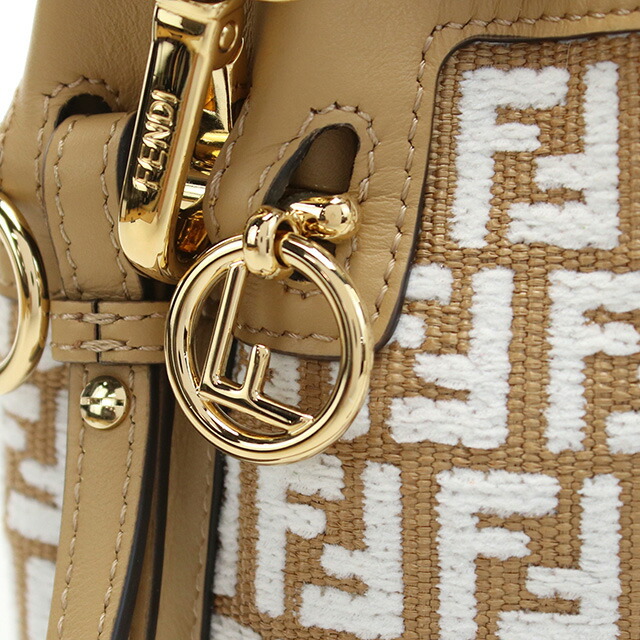 フェンディ ハンドバッグ レディース FENDI 8BS010 ブラウン系 ホワイト系 バッグ 軽量 小さめ 手提げ ブランド 高級 おしゃれ プレゼント 女性 実用的 かわいい