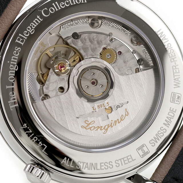 ロンジン エレガント 自動巻き 腕時計 ブランド メンズ LONGINES L4.812.4.11.2 アナログ ホワイト ベージュ 白 スイス製 おしゃれ 防水 プレゼント 男性 実用的