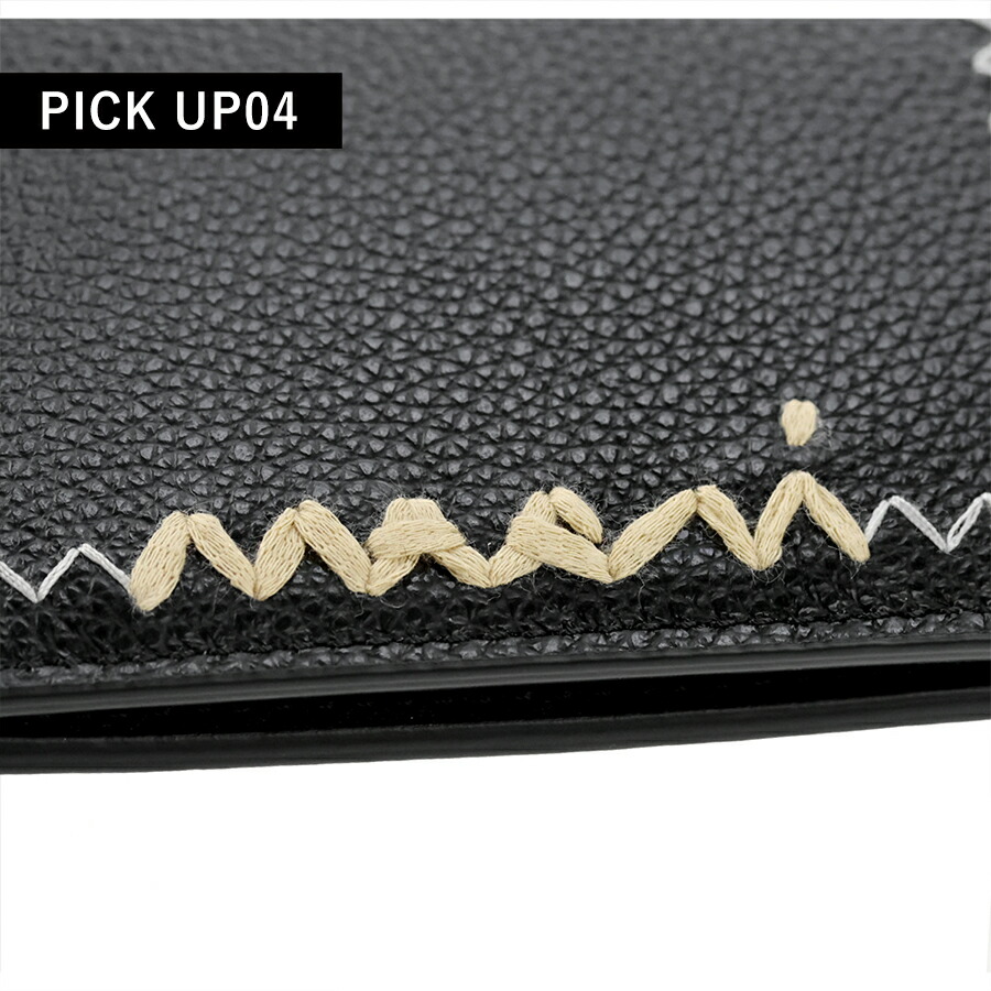 マルニ 二つ折り財布 レディース ブランド MARNI ロゴ 刺繍 ブラック 財布 ウォレット 高級 おしゃれ プレゼント 実用的