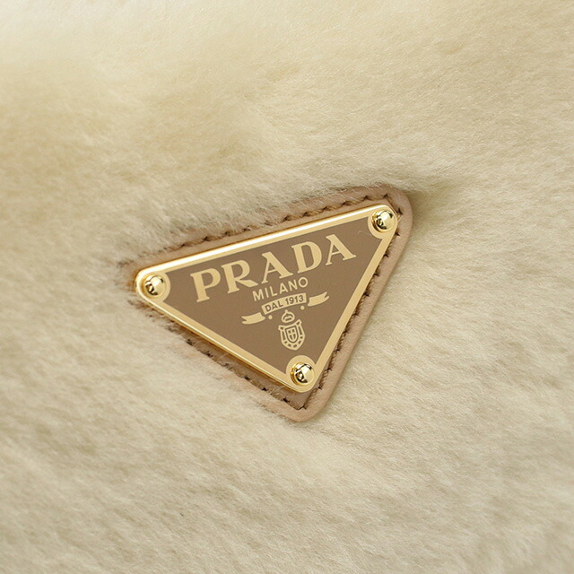 プラダ ショルダーバッグ セミショルダー レディース PRADA MONTONE フェイクファー、レザー イタリア 1BC194 ECRU+NOISETTE ベージュ系 バッグ 斜めがけ ブランド 高級 おしゃれ プレゼント 女性 実用的 かわいい
