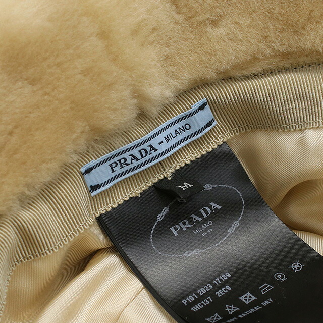 プラダ ハット ユニセックス ブランド PRADA MONTONE シープスキン染ファー イタリア 1HC137 ECRU ベージュ系 帽子 選べるモデル