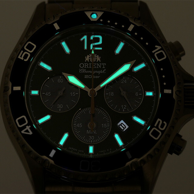 オリエント オリエントマコ ソーラーパワード 腕時計 メンズ クロノグラフ ORIENT RN-TX0204E アナログ グリーン 日本製 ブランド おしゃれ 防水 文字盤 大きい プレゼント 男性 実用的