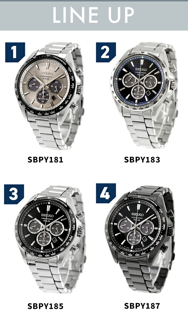セイコーセレクション S Series ソーラー 腕時計 ブランド メンズ クロノグラフ SEIKO SELECTION アナログ グレー ネイビー ブラック 黒 選べるモデル SBPY181 SBPY183 SBPY185 SBPY187 おしゃれ 防水 プレゼント 男性 実用的