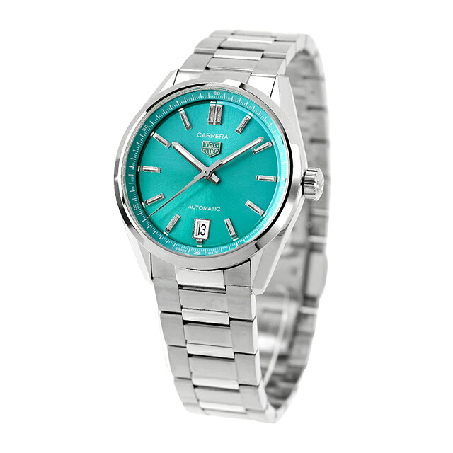 タグ・ホイヤー カレラ デイト 36mm 自動巻き 腕時計 ブランド メンズ レディース TAG Heuer WBN2316.BA0001 アナログ ターコイズブルー おしゃれ 防水 プレゼント 実用的