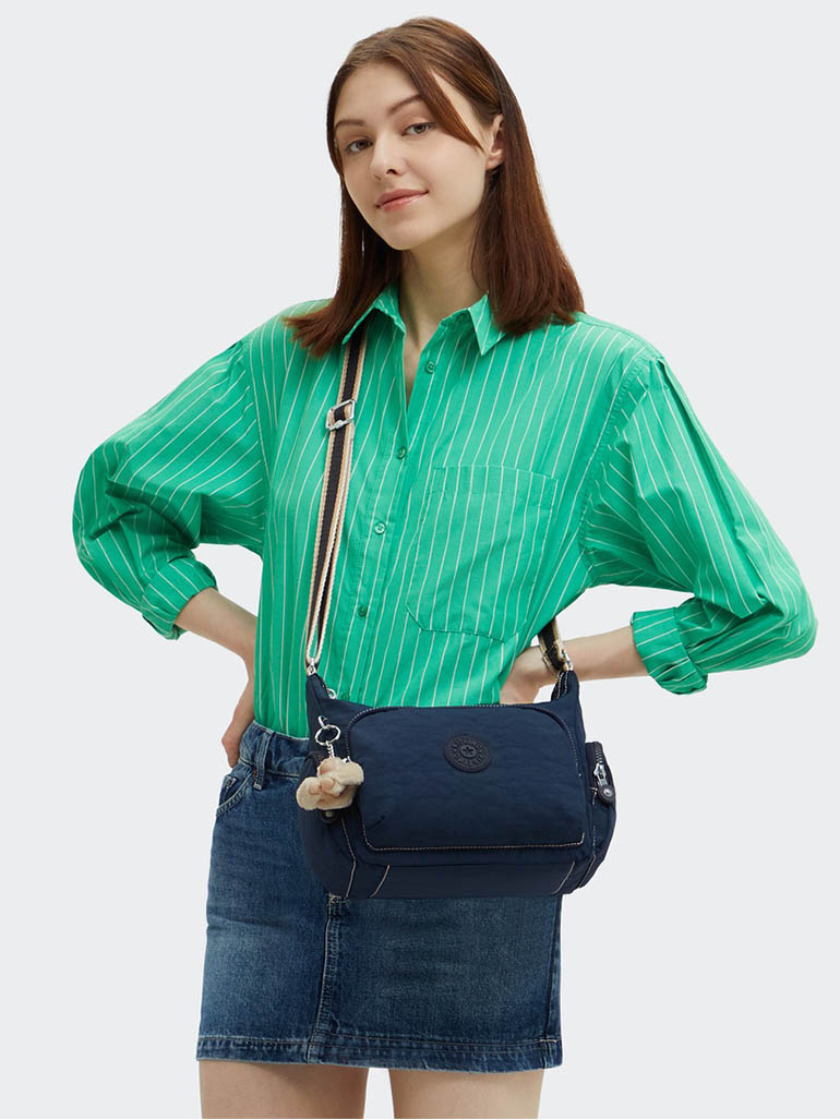 kipling ガブ　エス ブルーブルーストライプ ショルダーバッグ