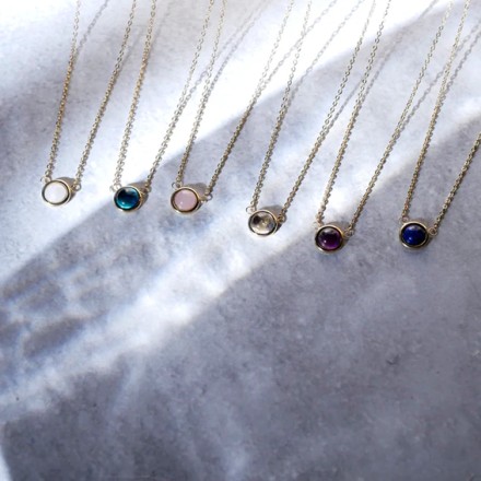 金属アレルギー対応 一粒天然石ネックレス シルバー/ムーンストーン