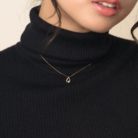 金属アレルギー対応 ドロップストーンネックレス ピンクゴールド