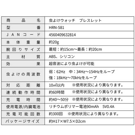 虫よけウォッチ ブレスレット 1個
