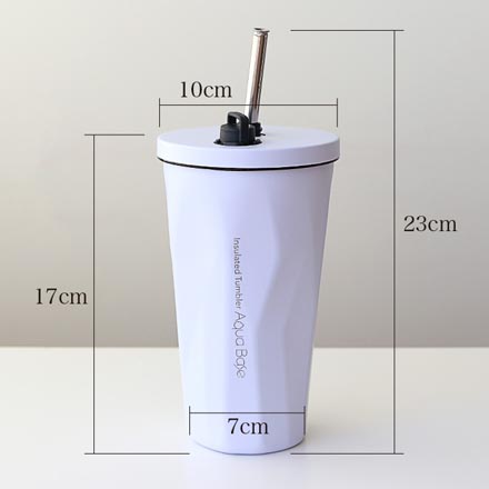 タンブラー ストロー付き マグボトル 水筒 真空断熱 550ml 1個 シェルピンク