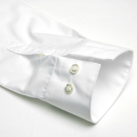 形態安定 ノーアイロン 長袖 ビジネスシャツ 白無地 ベーシック スキッパー衿 XS ※別衿型・他サイズあり