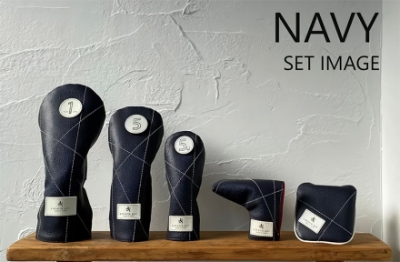 ラヘラ ゴルフ ランダムステッチ L-595 レザー ネオマレット型 パターカバー ネイビー