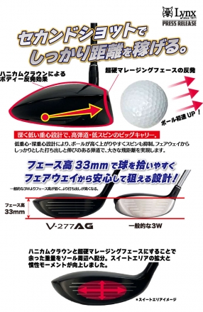 リンクス PARALLAX V-277AG フェアウェイ ドライバー Lynx オリジナル カーボンシャフト V277 パララックス 13.5度/42インチ/R